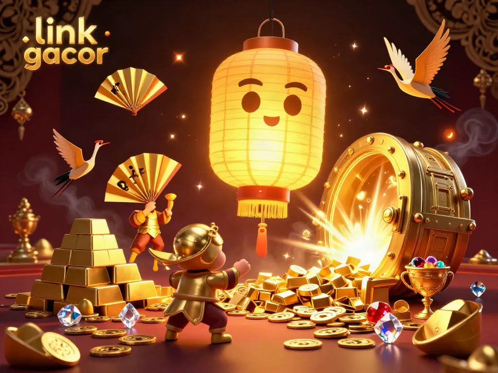 Experience the thrilling action at link gacor casino with vibrant 3D visuals of golden jackpots and symbols.